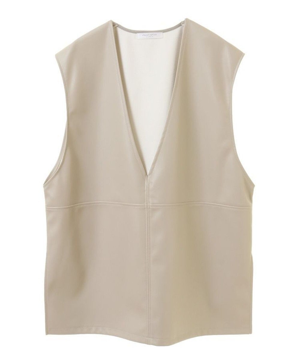Green Parks フェイクレザーＶネックベスト 