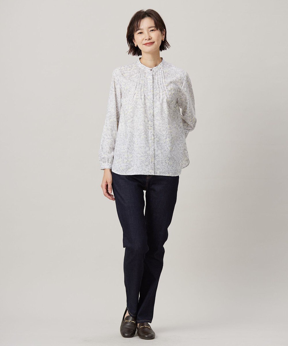 J.PRESS LADIES 【洗える】ポリエチレンスパンブロードフラワープリント ブラウス 