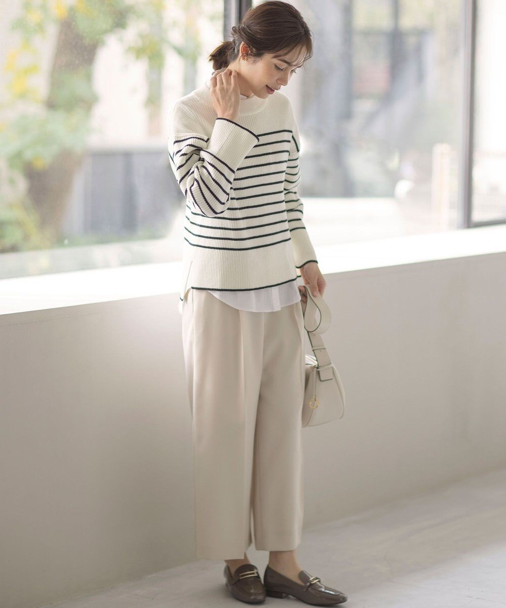 組曲 L 【WEB限定】ハイネック ゆるボーダーニット 