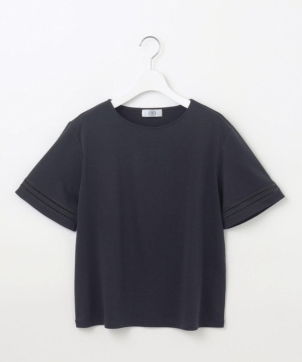 J.PRESS LADIES L 【接触冷感】コットンスムース 刺繍スリーブ カットソー 