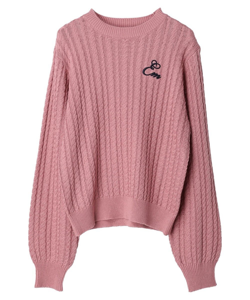 earth music&ecology 刺繍入りケーブルニットプルオーバー 