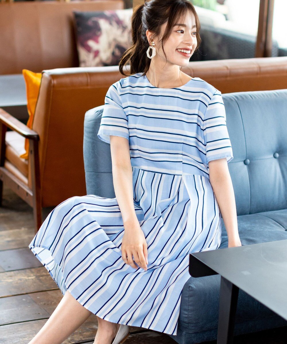 Tiaclasse L 【洗える】 1枚でサマになるマルチボーダーワンピース 