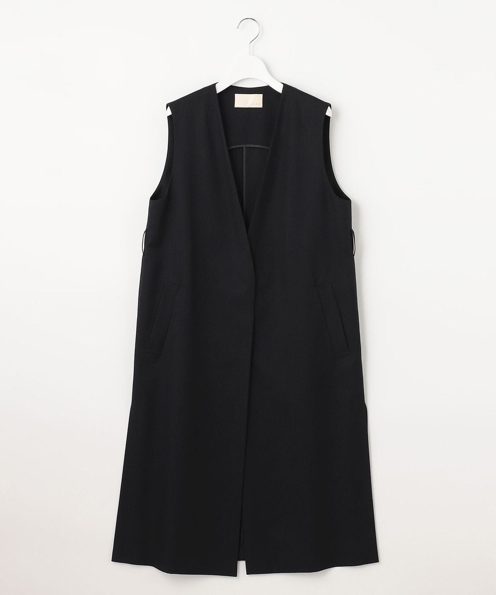 自由区 【接触冷感・速乾・UVカット・撥水・防シワ】リネンライクツイル ロングジレ 