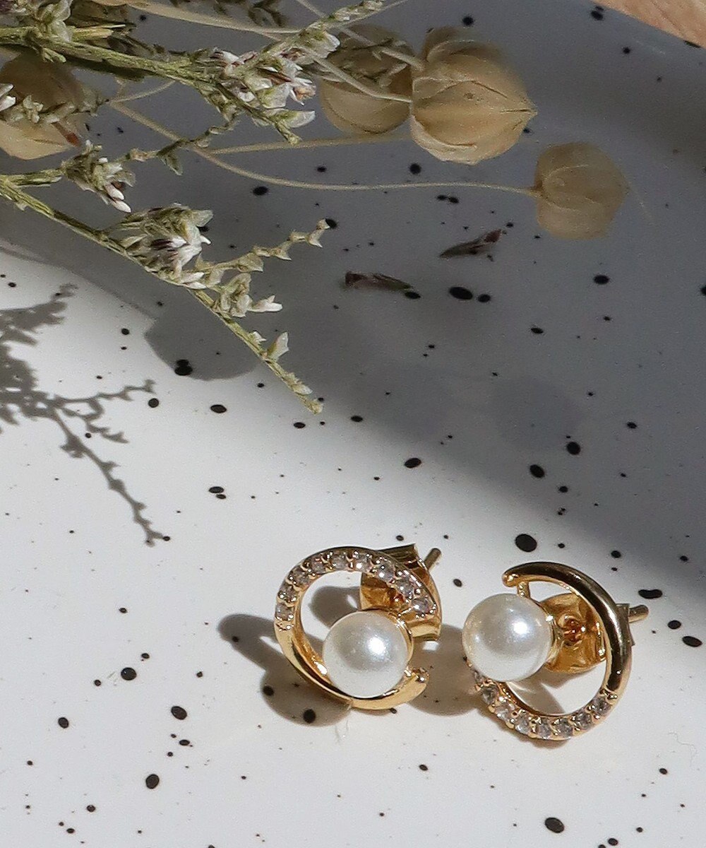 Tiaclasse ストーン＋パール付きピアス 