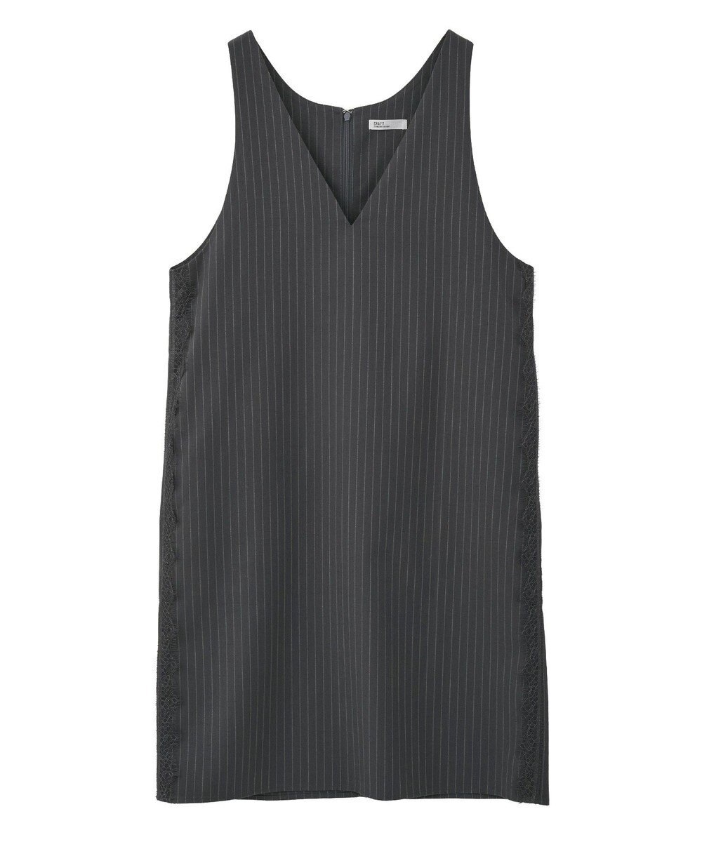 CRAFT STANDARD BOUTIQUE レース付きピンストライプジャンパースカート 