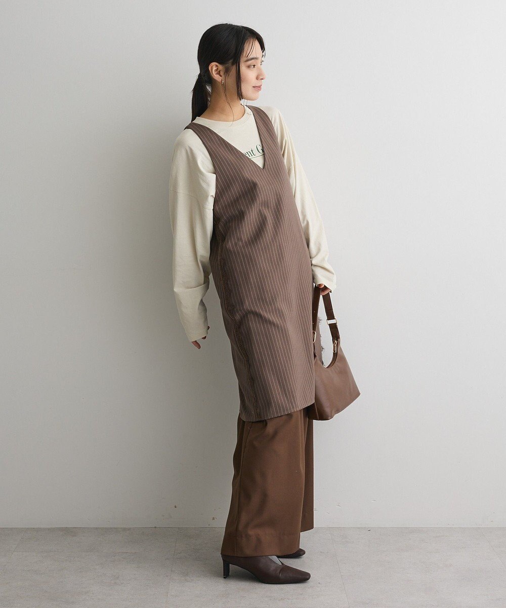 CRAFT STANDARD BOUTIQUE レース付きピンストライプジャンパースカート 