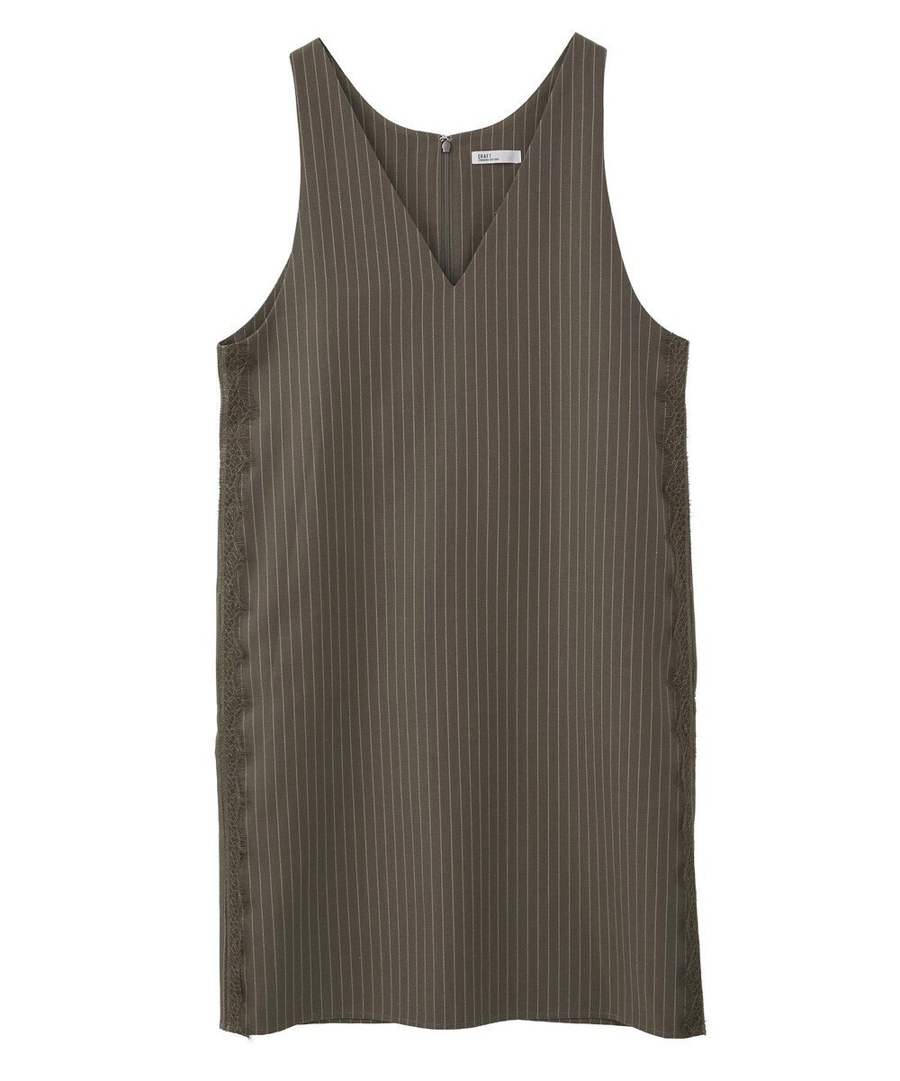 CRAFT STANDARD BOUTIQUE レース付きピンストライプジャンパースカート 