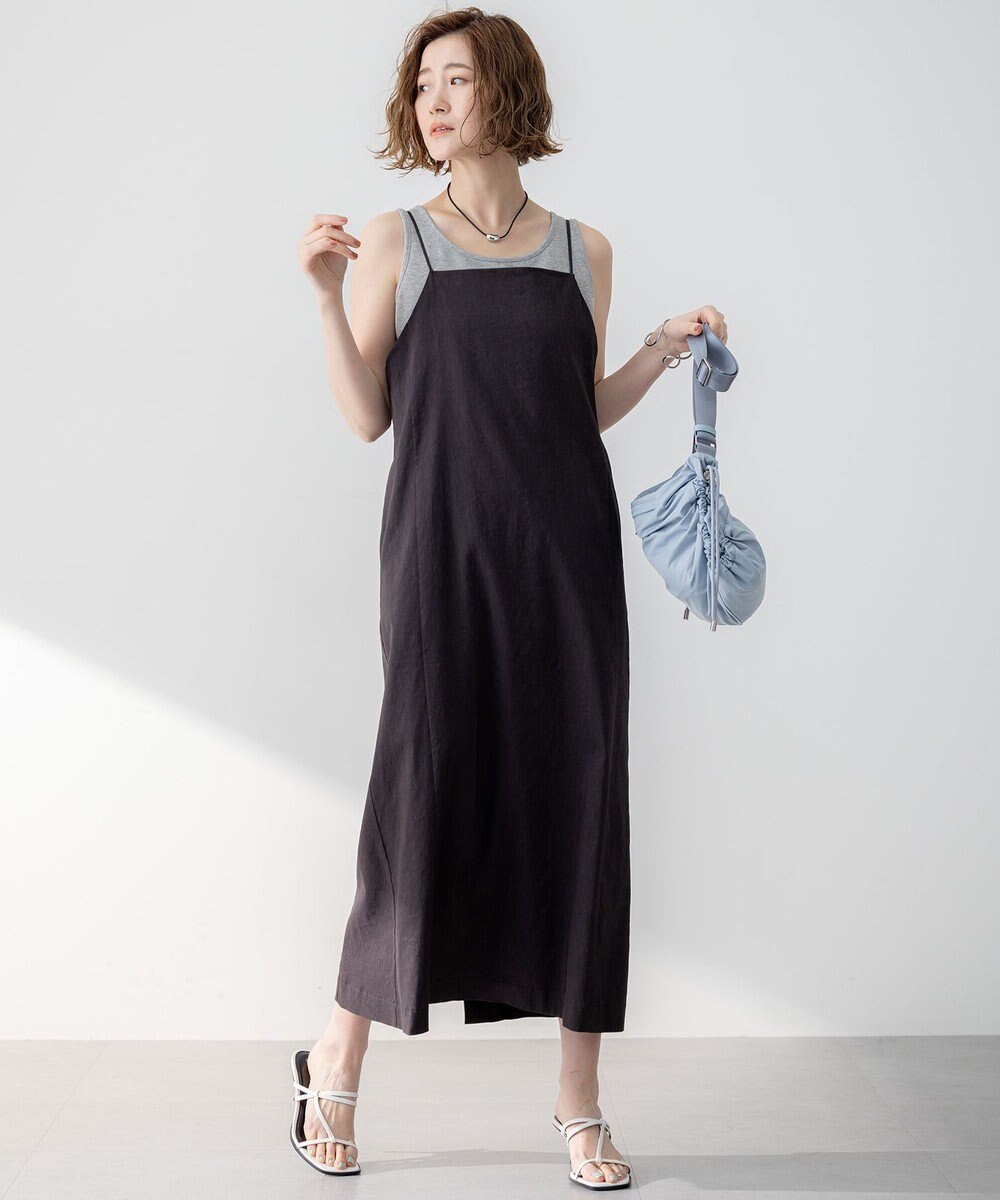 23区 【洗える】シャイニーリブ タンクトップ 