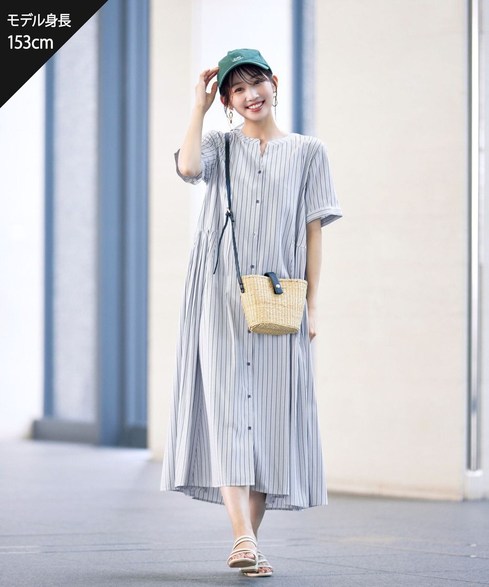 Tiaclasse 【洗える】サイドタックスキッパーシャツワンピース 