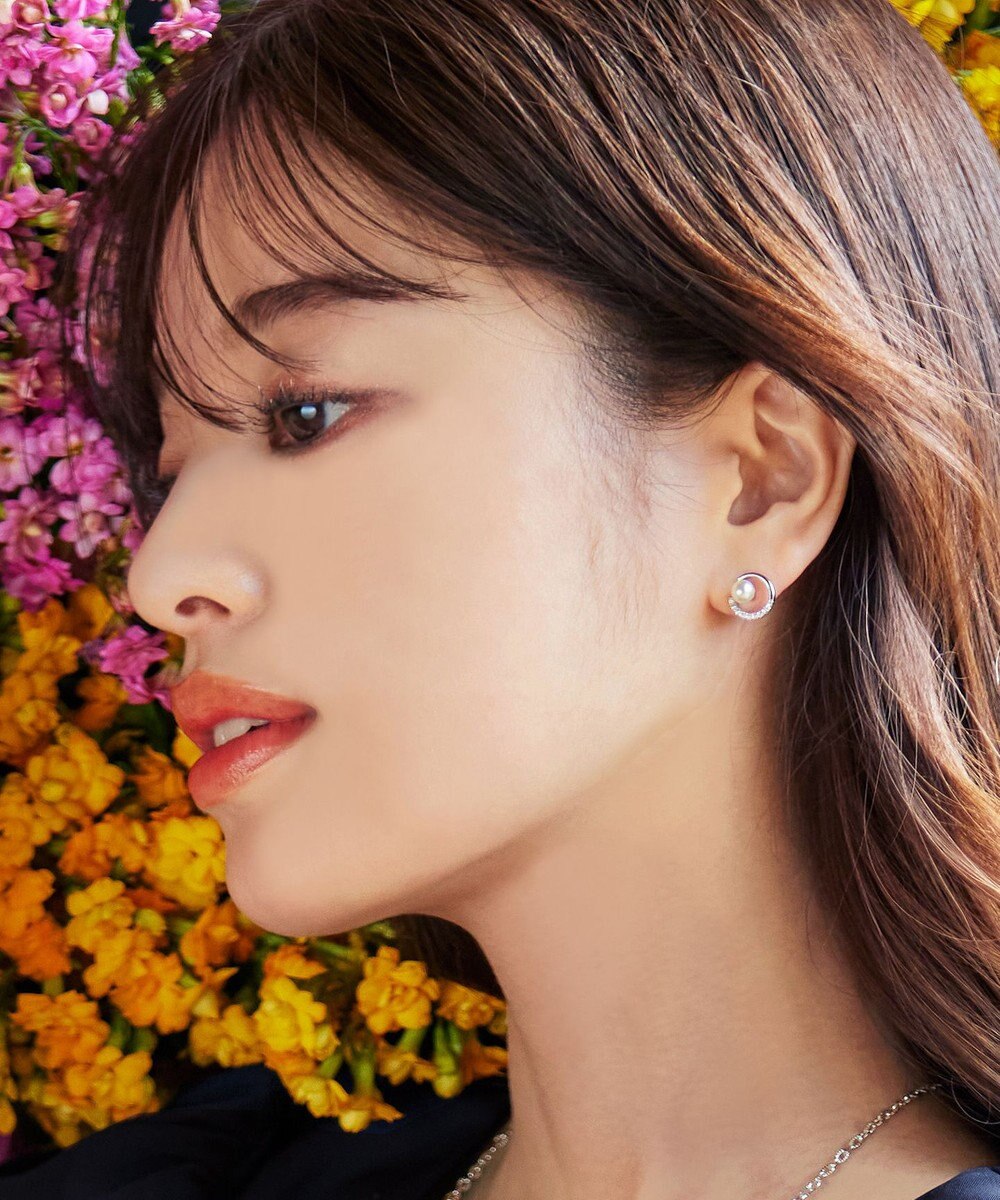 Tiaclasse ストーン＋パール付きピアス 