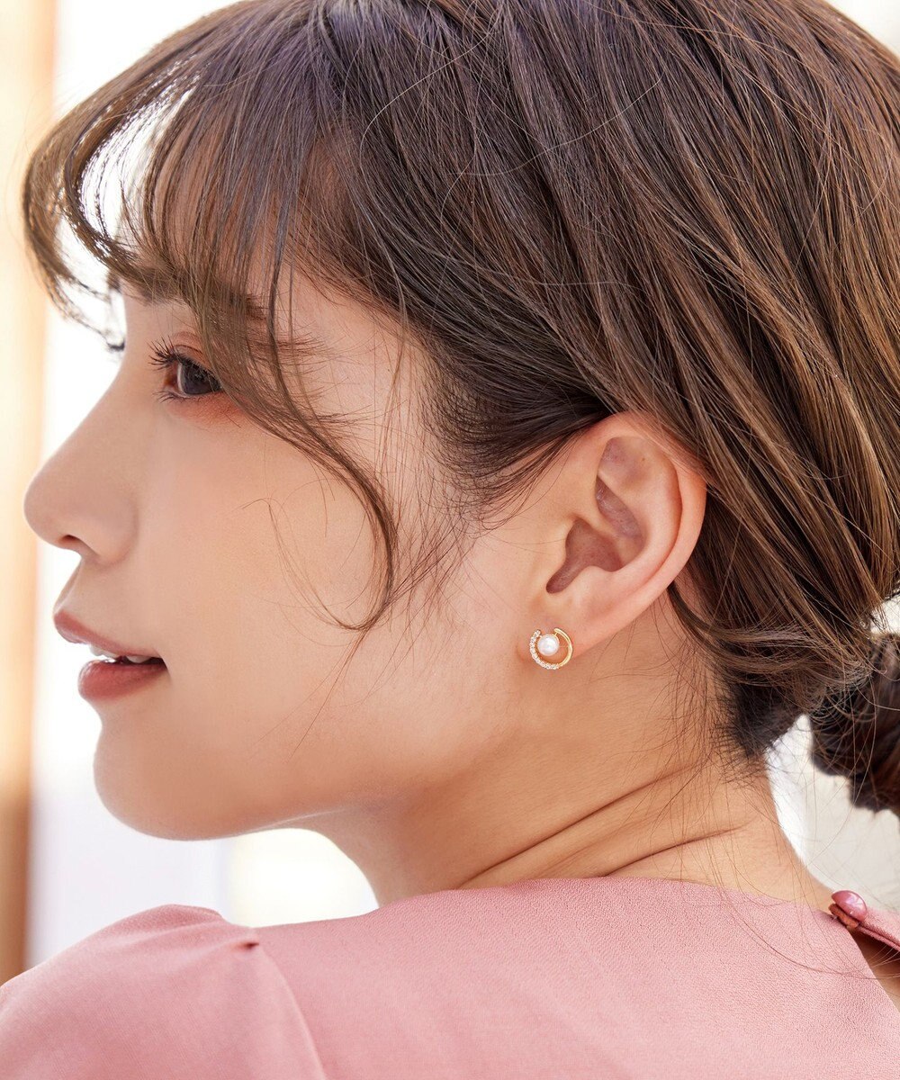 Tiaclasse ストーン＋パール付きピアス 