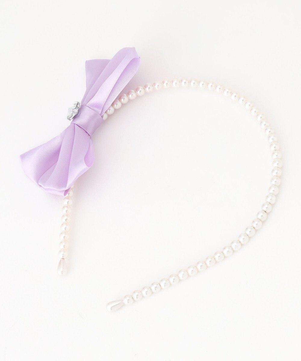 ANY KIDS サテンリボン×パール キッズカチューシャ 