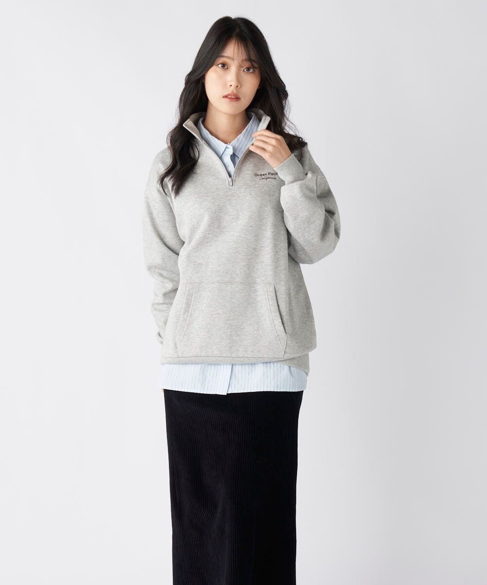 OP／FILA 【ocean pacific】Daily Cozy/あったか裏起毛ハーフジップロゴスウェット 