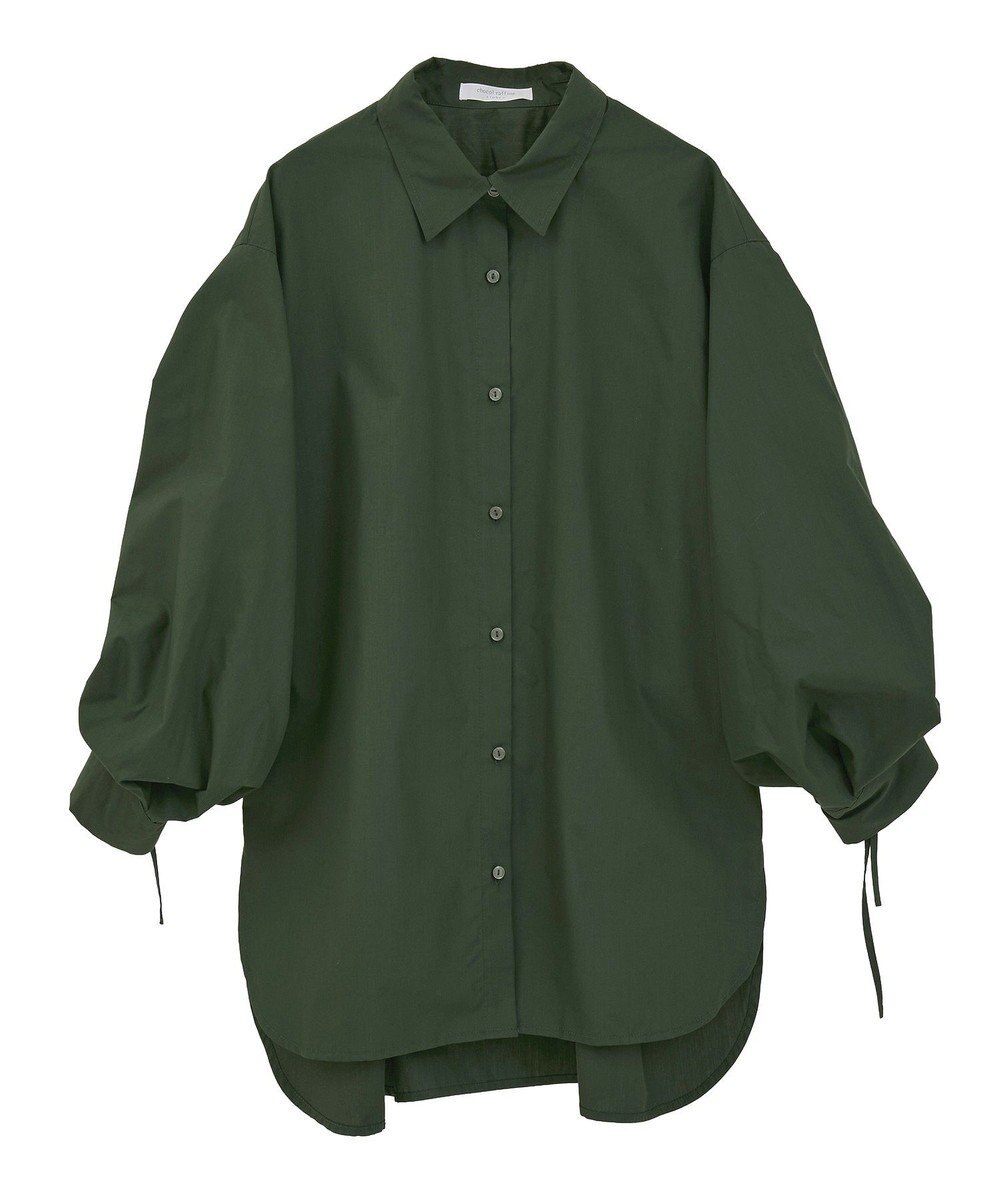 Green Parks イージーケア袖シャーリングシャツ 