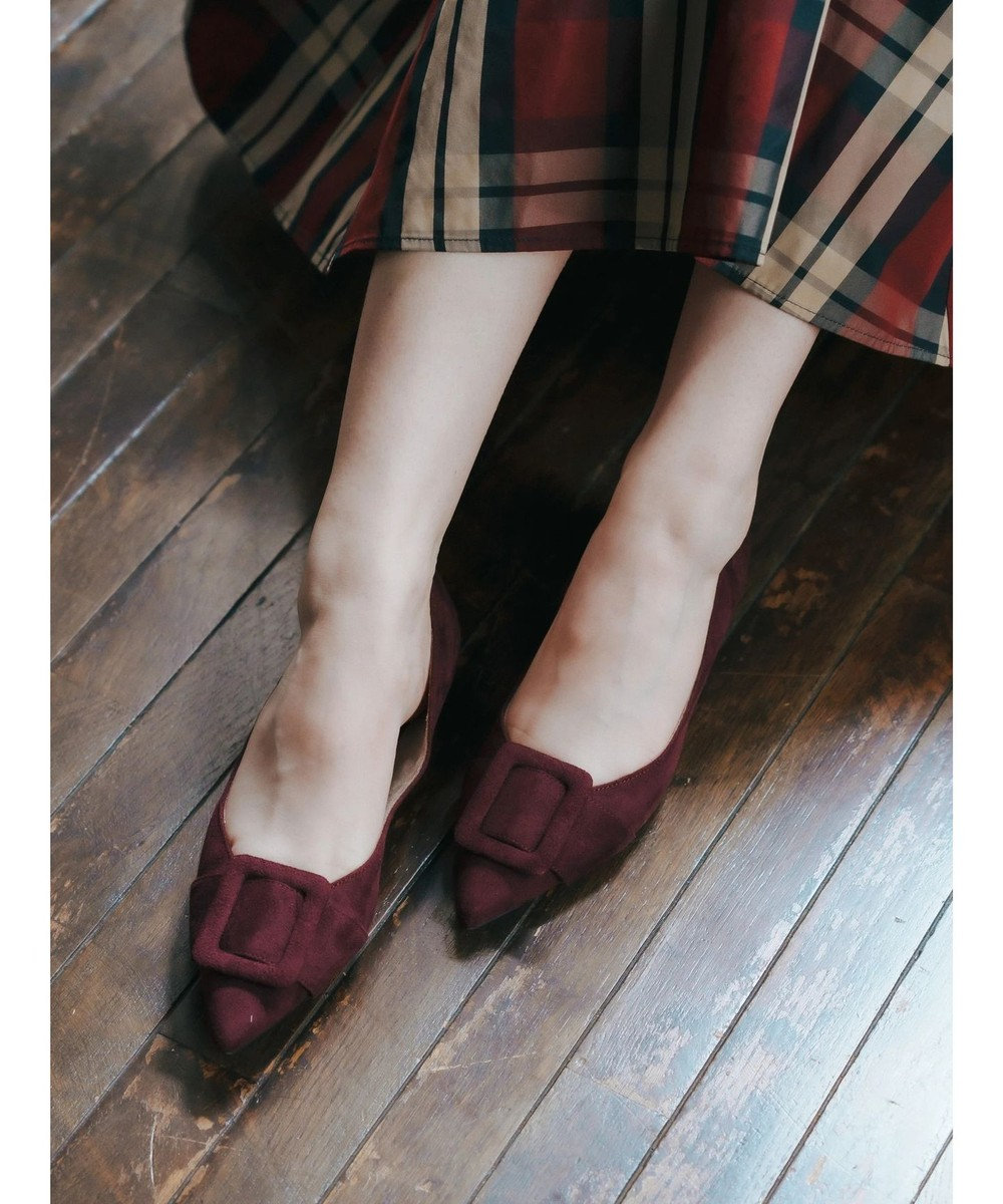 YECCA VECCA バックルローヒールパンプス Bordeaux