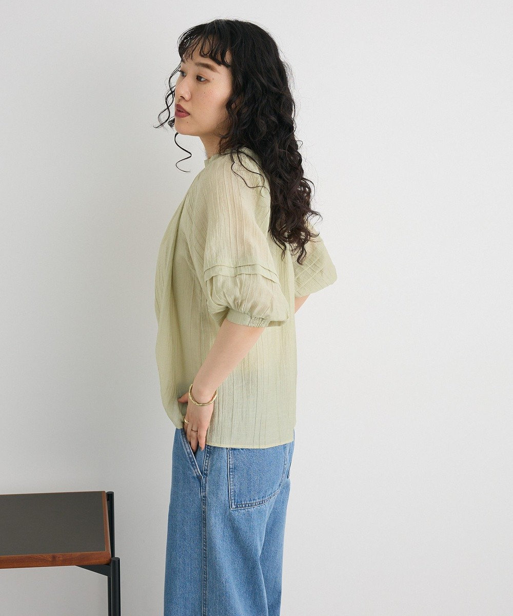 CRAFT STANDARD BOUTIQUE ストライプジャカードパフスリーブブラウス 