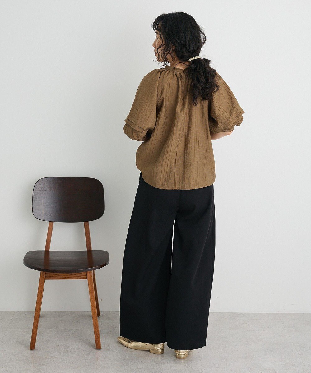CRAFT STANDARD BOUTIQUE ストライプジャカードパフスリーブブラウス 