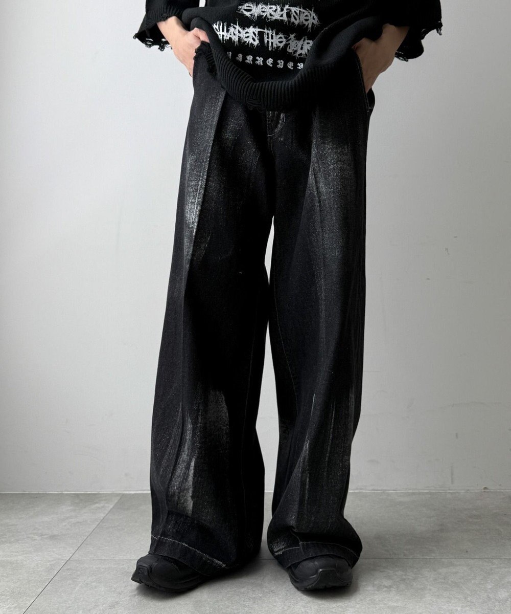 WEGO メタリックプリントデニムパンツ 