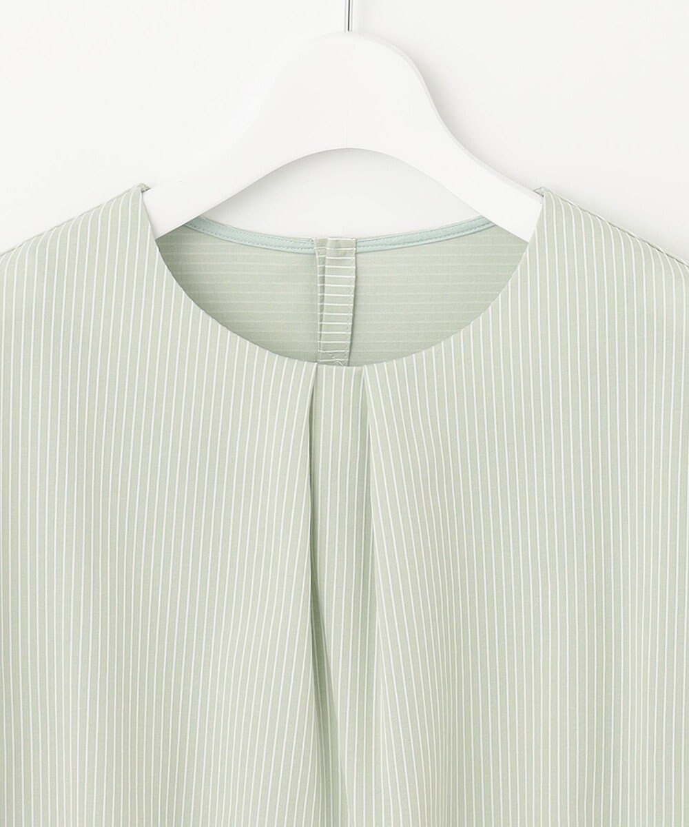 J.PRESS LADIES L ピンストライプジャージー ボリュームスリーブ カットソー 