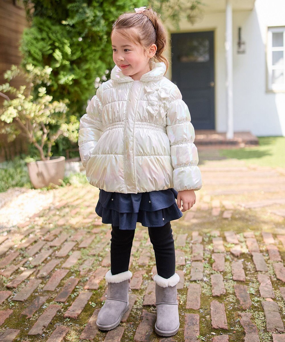 ANY KIDS パール調×フリースボア中綿コート 