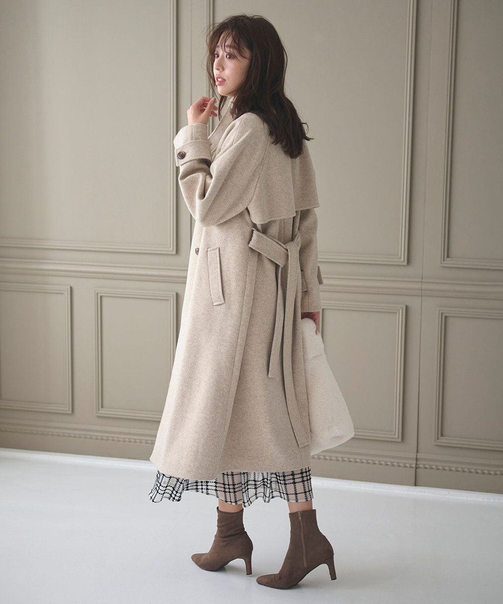 Feroux 【古畑星夏さん着用】スタンドネックウールライク コート 