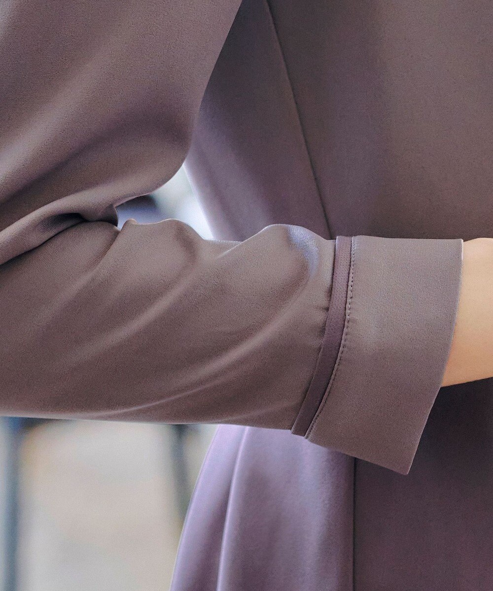 Tiaclasse L 【洗える】バックルベルト付き配色フレアワンピース 