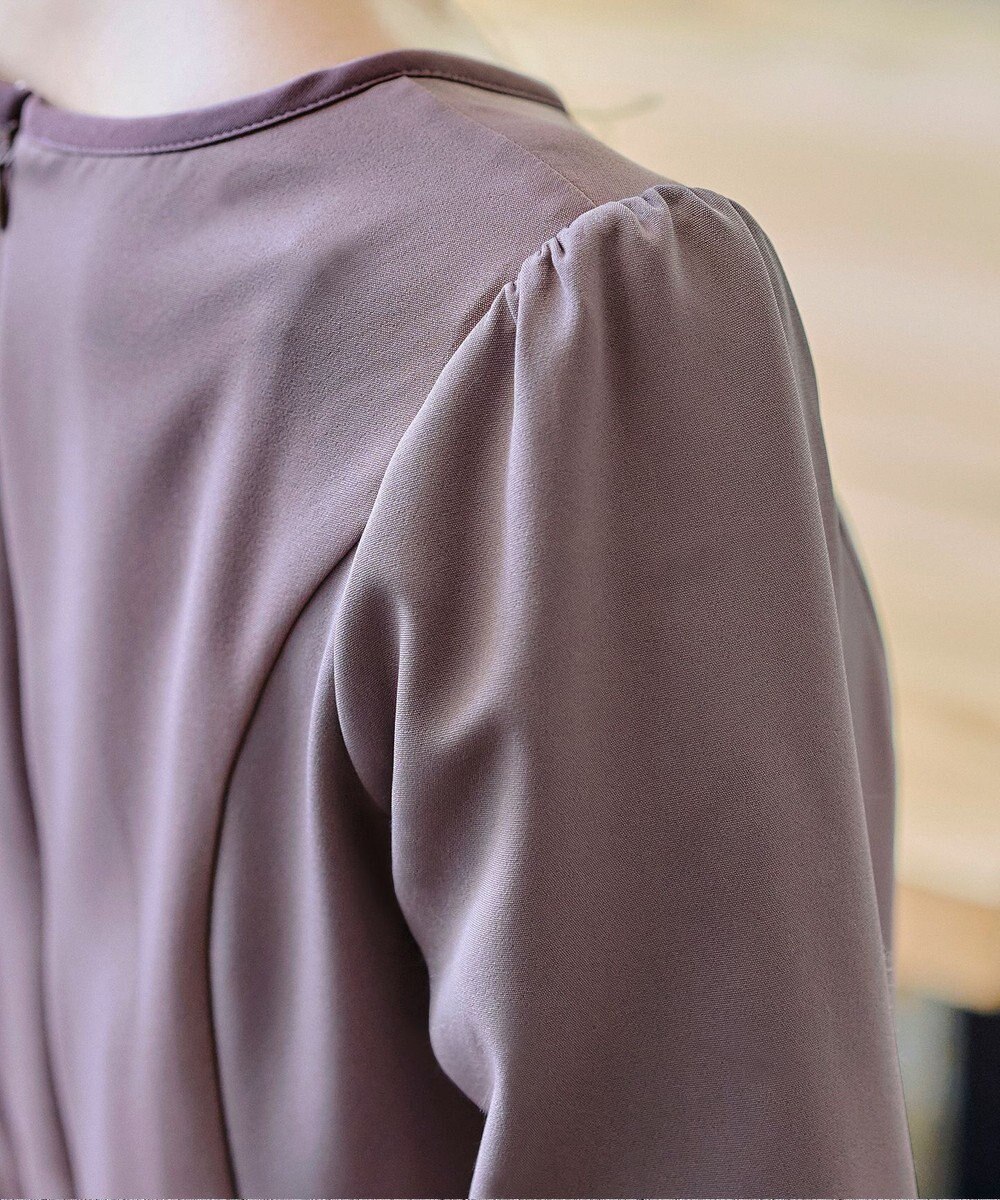 Tiaclasse L 【洗える】バックルベルト付き配色フレアワンピース 