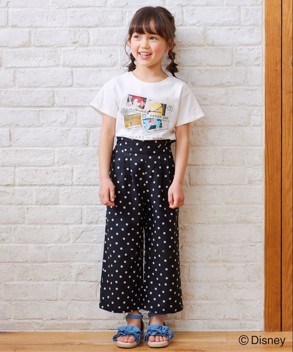 ANY KIDS 麻ライク ドット柄 ガウチョ 