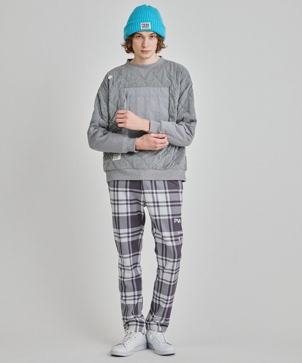 PW CIRCULUS 【MEN】チェック柄 スエードライクテーパードパンツ 