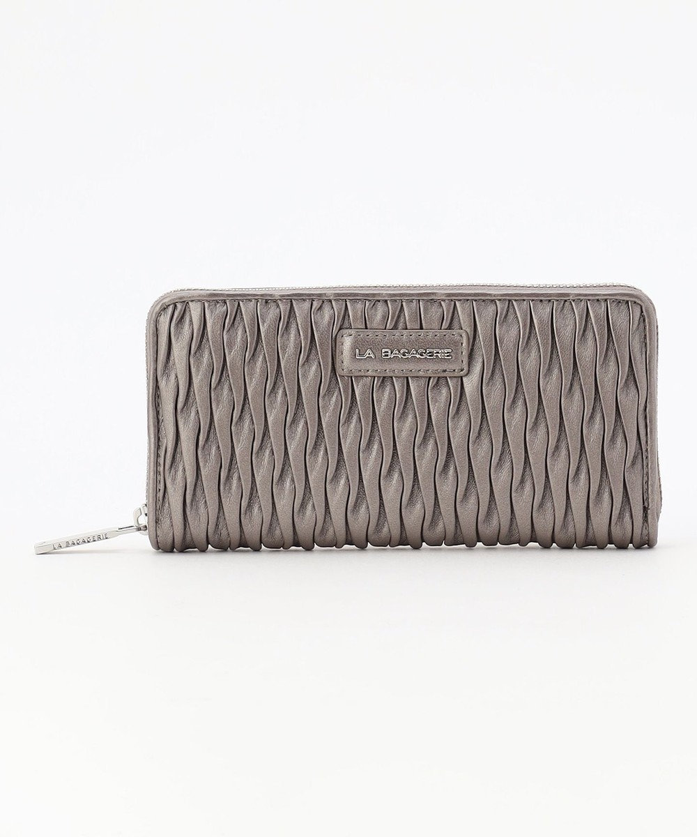 LA BAGAGERIE シープレザープリーツ加工ラウンドウォレット 