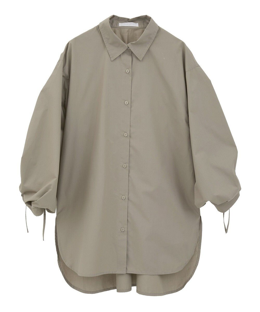 Green Parks イージーケア袖シャーリングシャツ 
