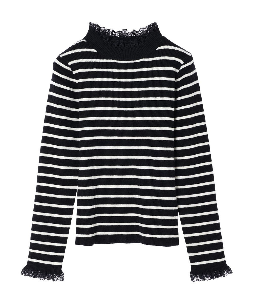 earth music&ecology レースドッキングリブニット 