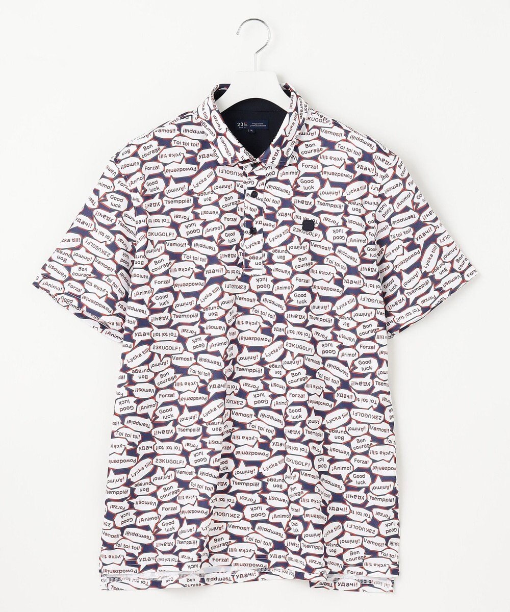 23区GOLF 【MEN】【キングサイズ/吸水速乾/UVカット】YELL総柄プリントポロシャツ 