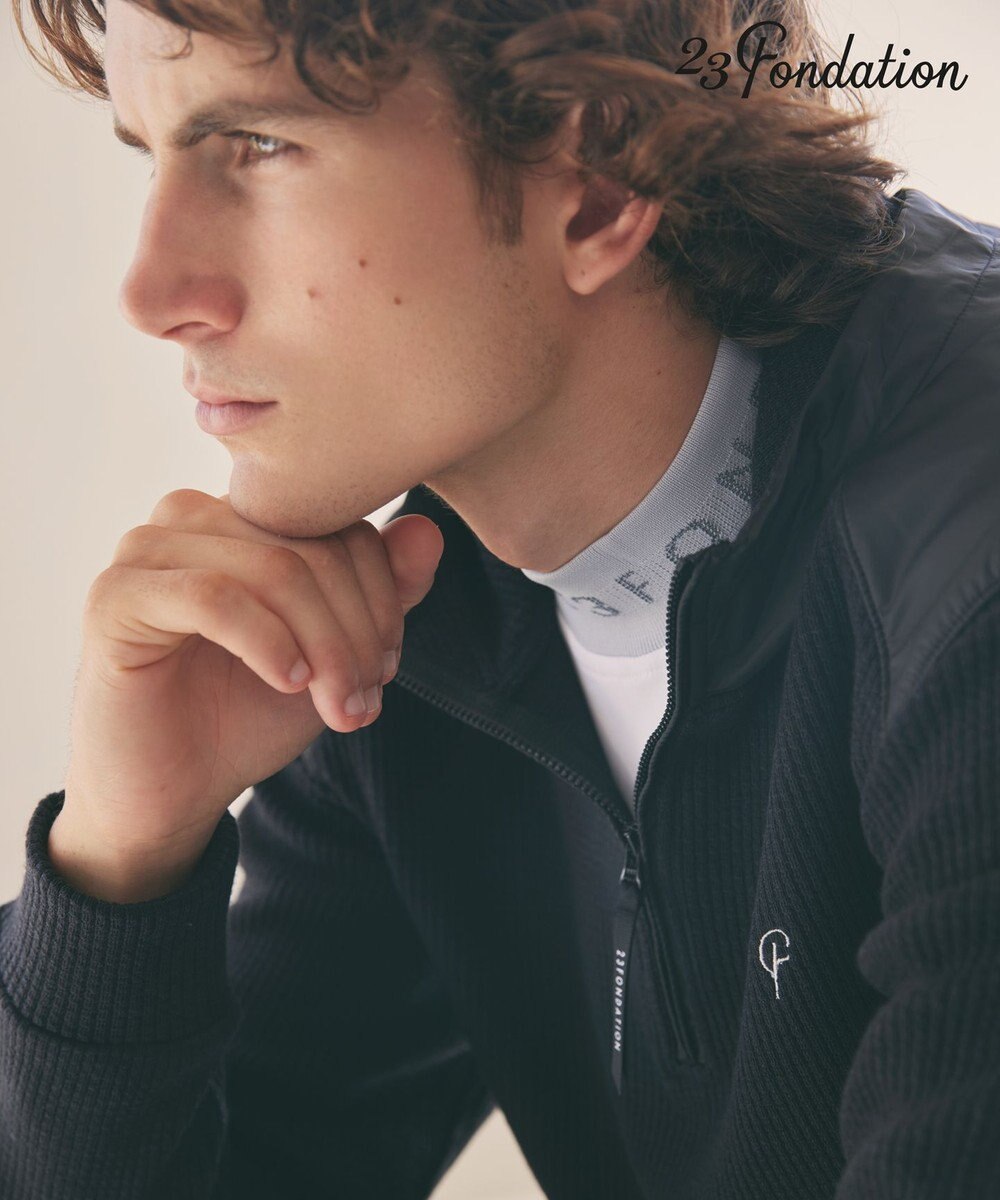 23区GOLF 【23Fondation/MEN】【吸湿発熱】ワッフルジャガード ハーフジップ 