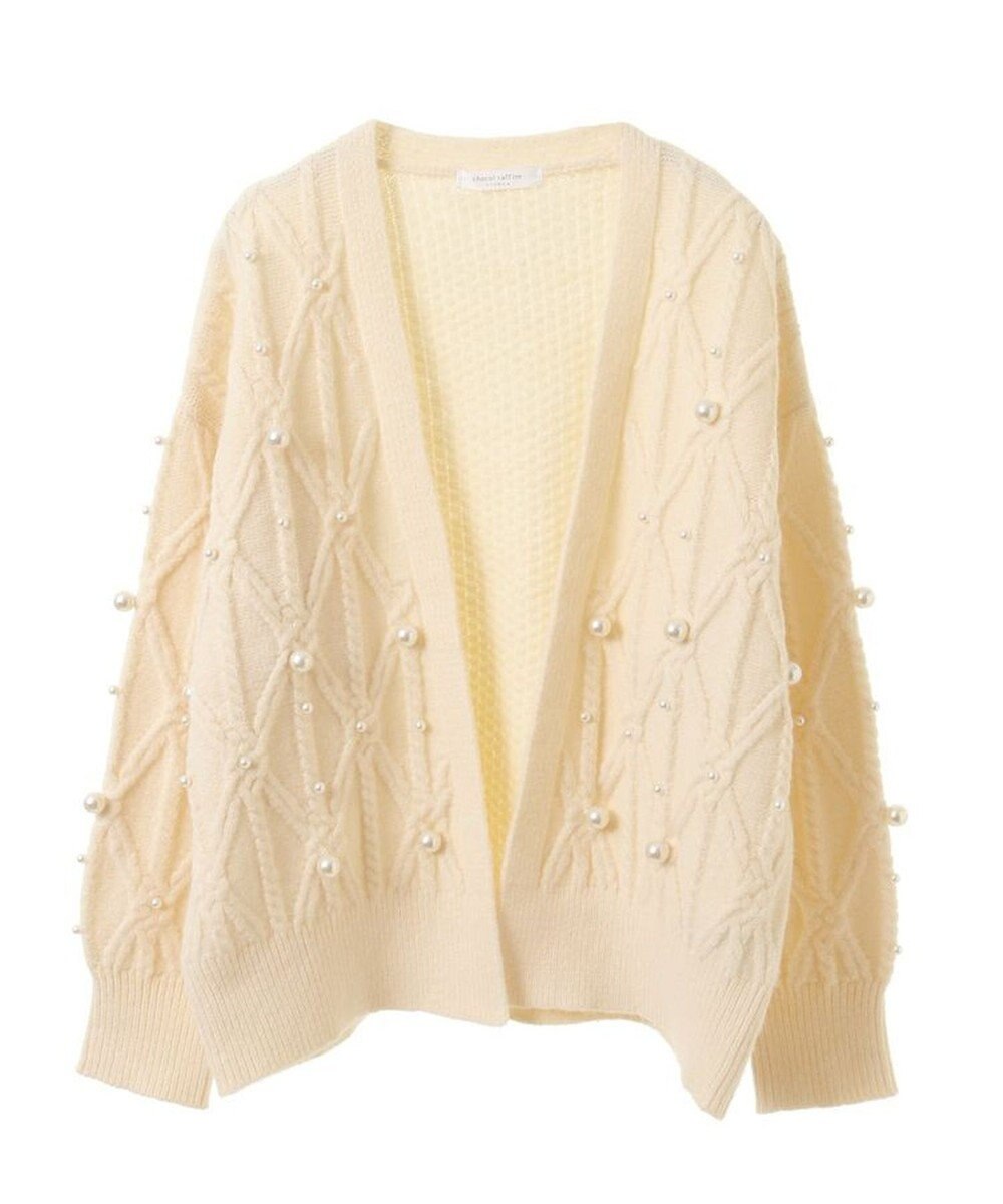 Green Parks パール付ケーブルニットカーディガン 