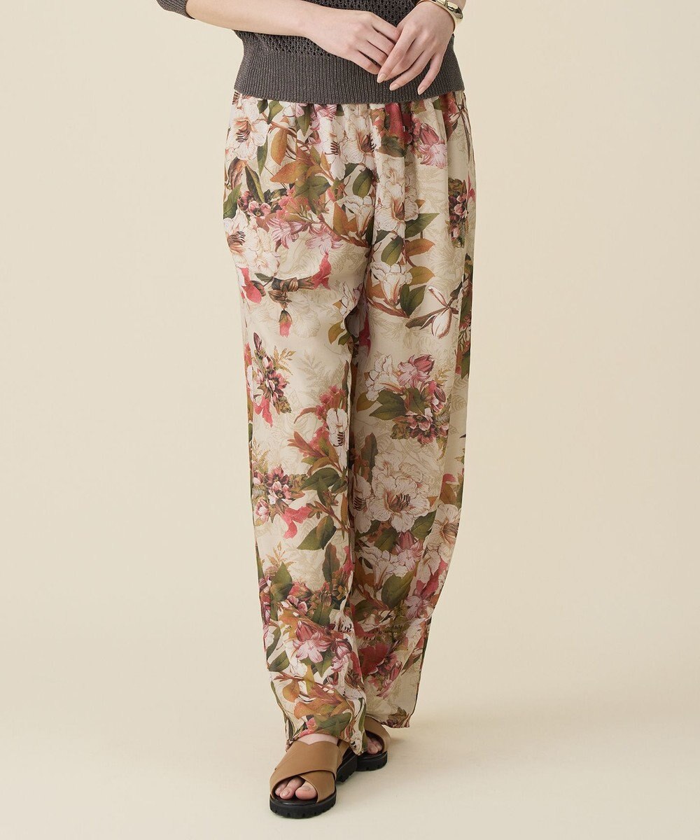 自由区 ボタニカルプリントドロスト パンツ 