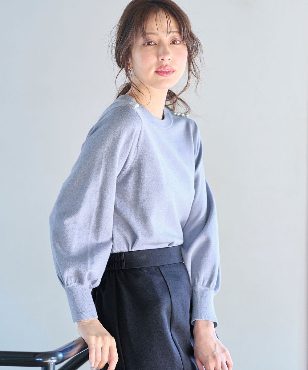 ANY SIS 【Oggi1月号掲載】ショルダーパール調 ニット 