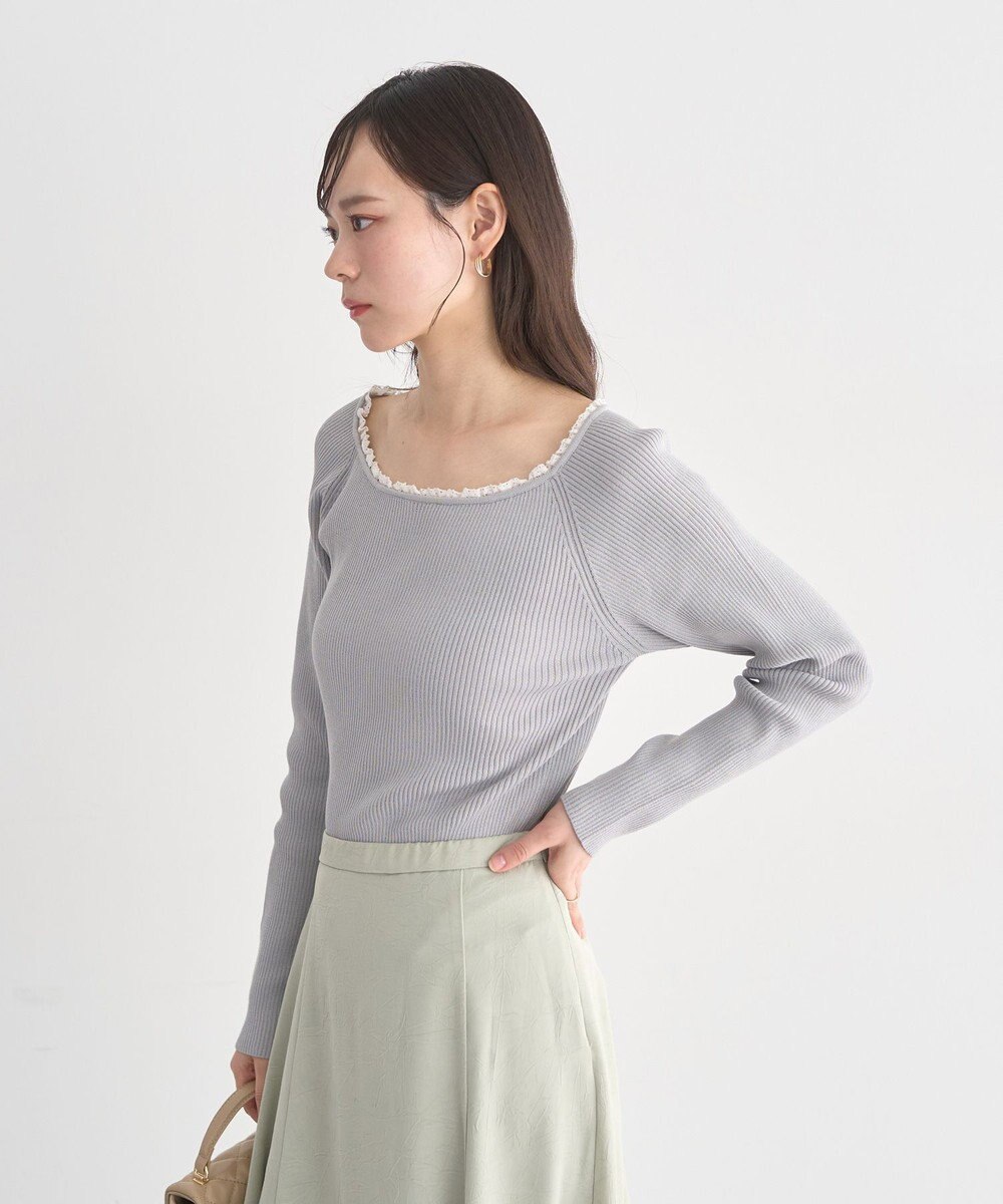 earth music&ecology 【予約】レーストリムリブニットプルオーバー 