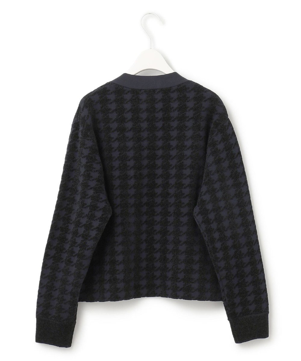 ICB L 【洗える】ハウンドトゥースパターン Vネックカーディガン 