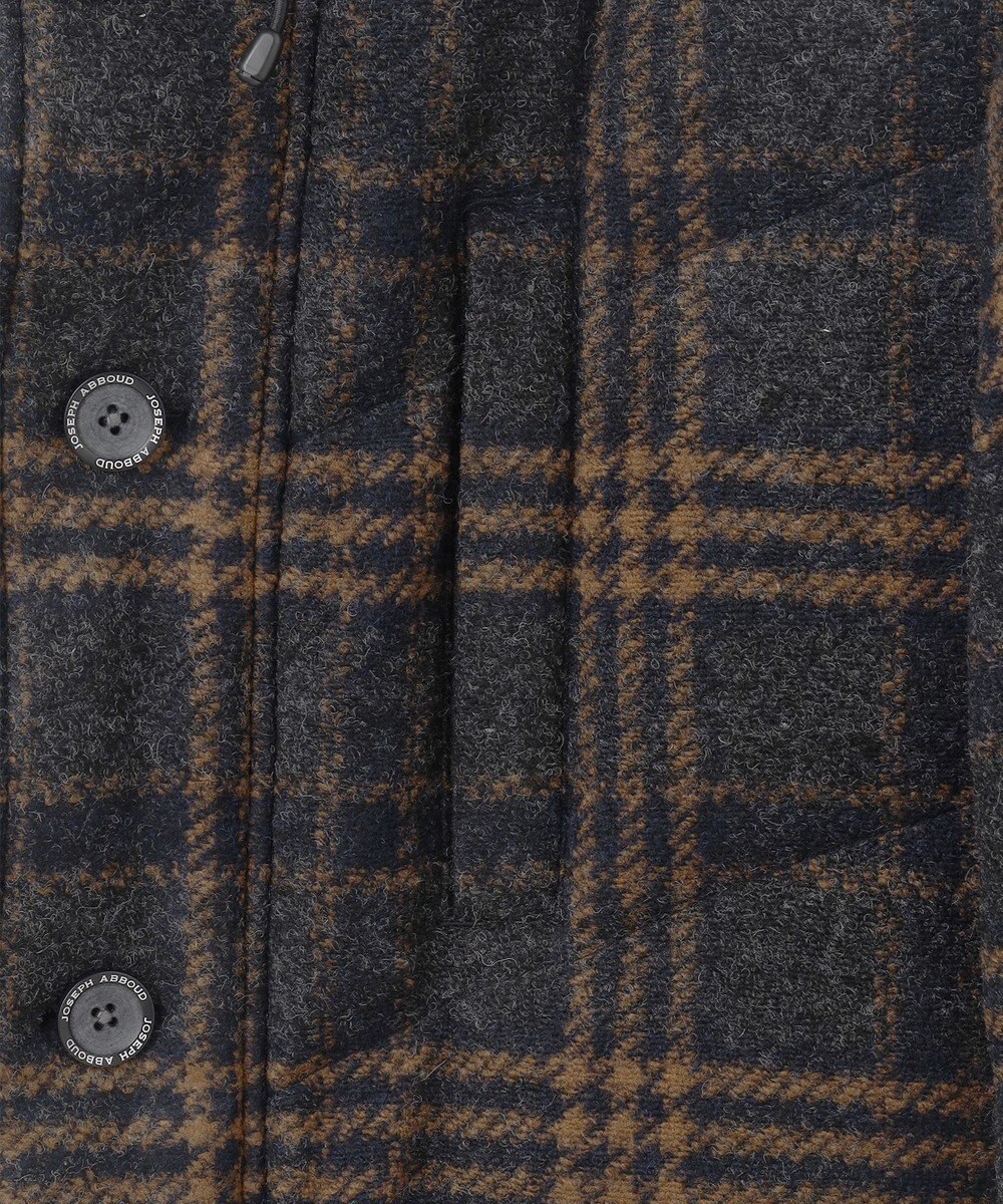 JOSEPH ABBOUD MOUNTAIN 【イタリア素材/ECOファー/9ポケット/ダウン】スライバーチェックダウン コート 