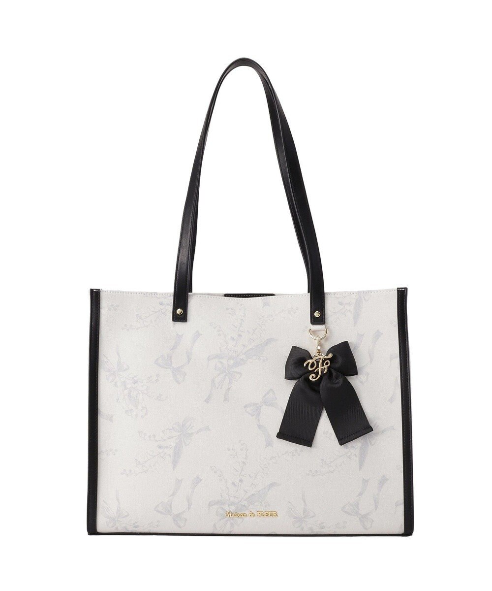 Maison de FLEUR すずらんプリントスクエアトートバッグ 