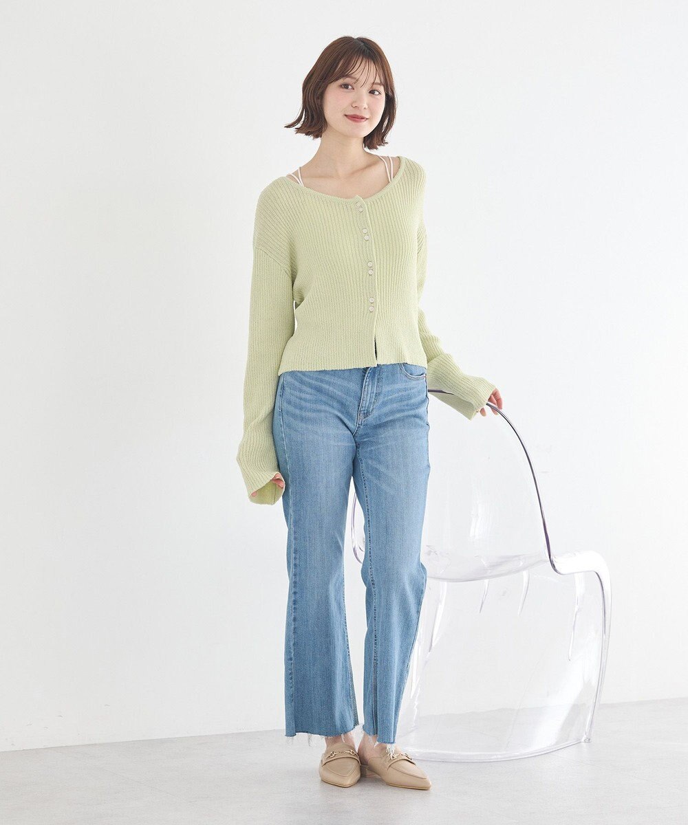 earth music&ecology 【予約】リブクロップドカーディガン 