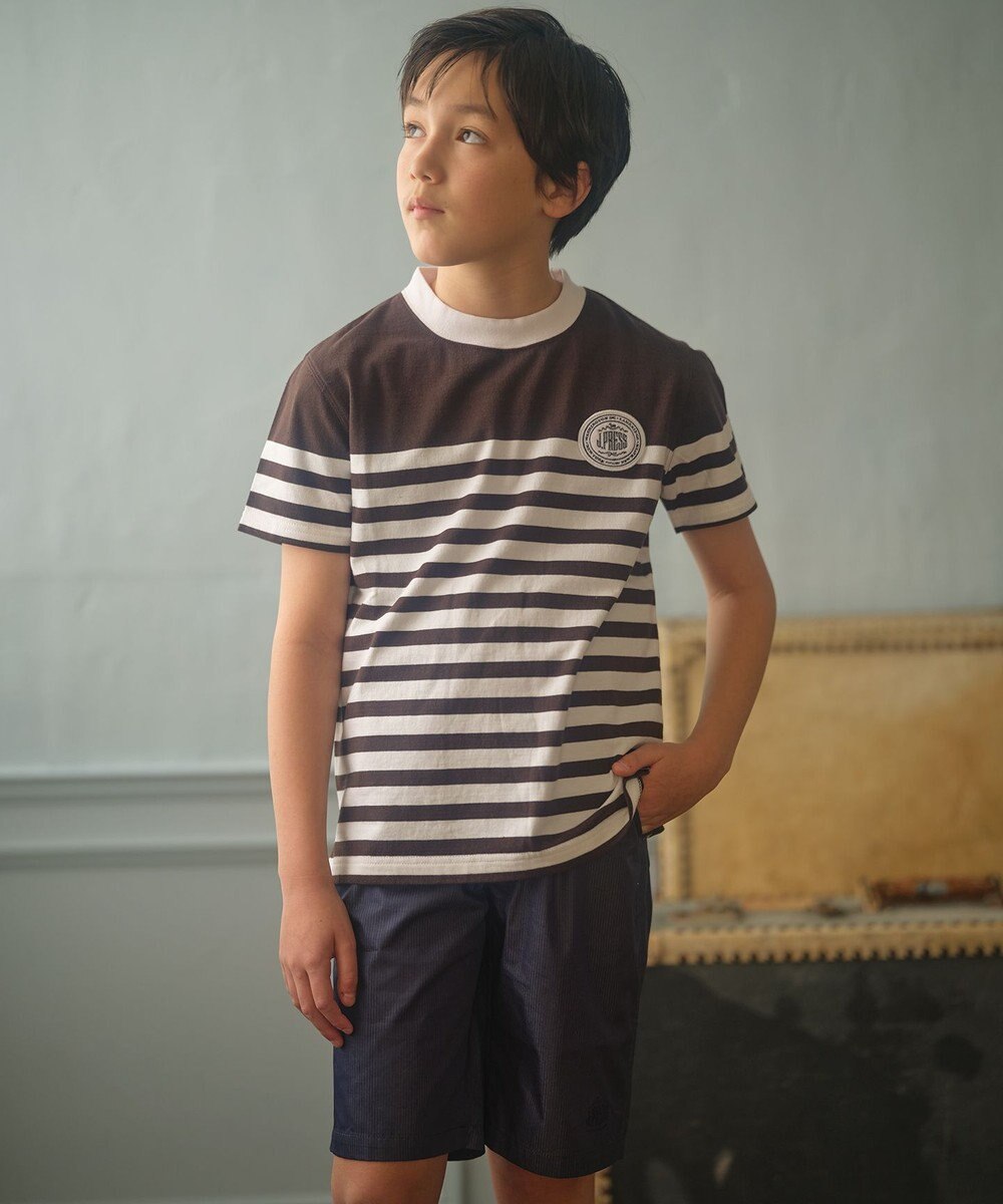 J.PRESS KIDS 【110-130cm】パネルボーダーハウスロゴ Ｔシャツ 