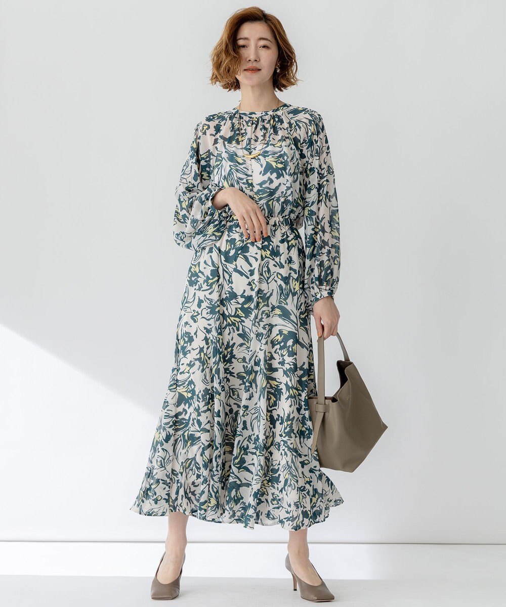 23区 【洗える】ニュアンスフラワー プリント ブラウス 