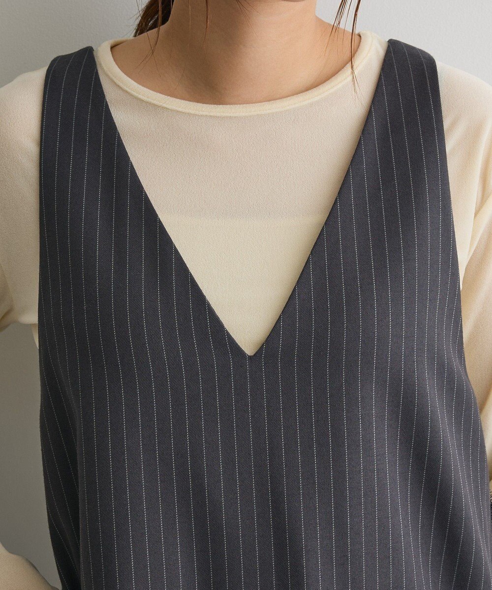 CRAFT STANDARD BOUTIQUE レース付きピンストライプジャンパースカート 