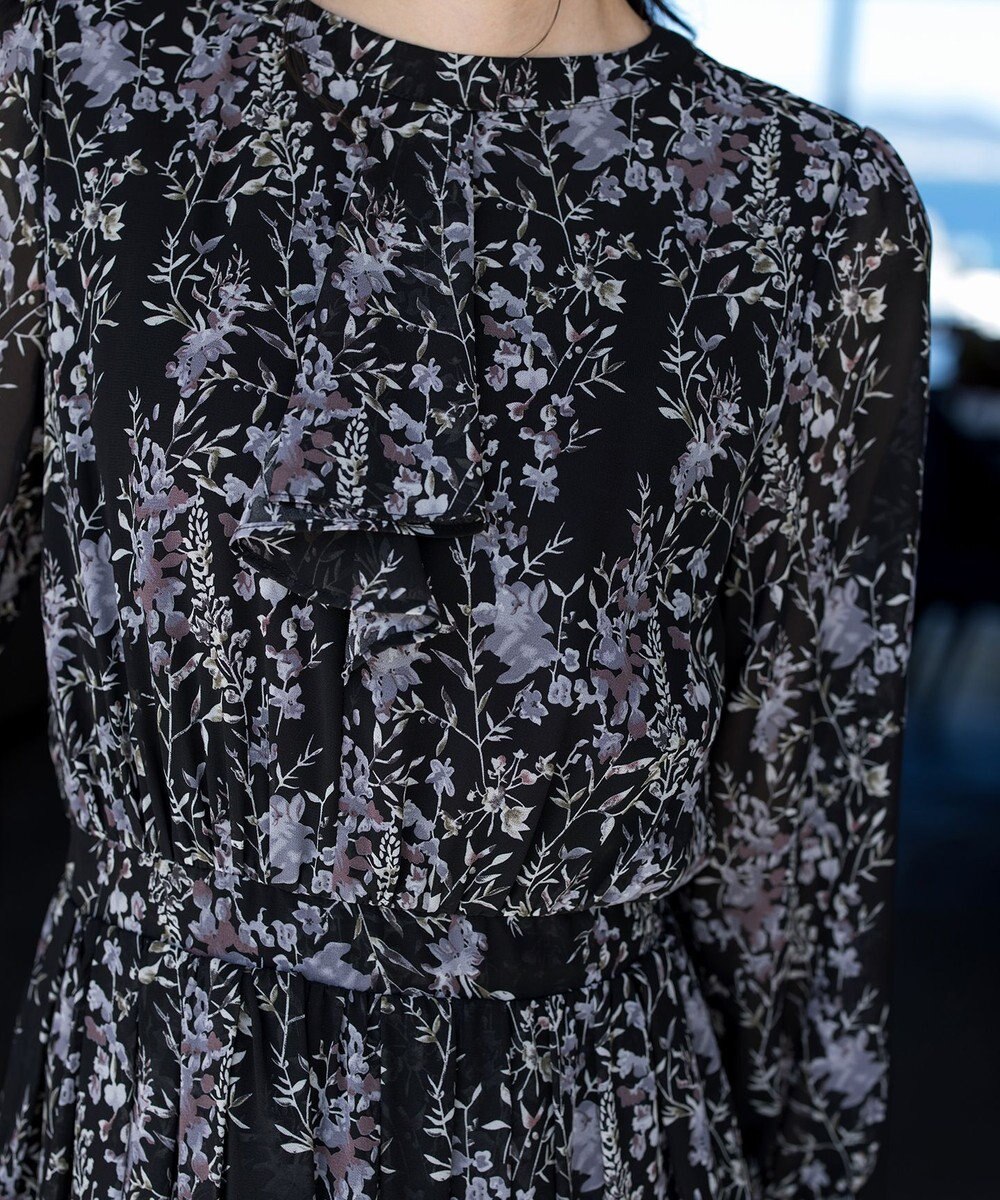 Tiaclasse 【新色追加・洗える】花柄フリルドレープワンピース 