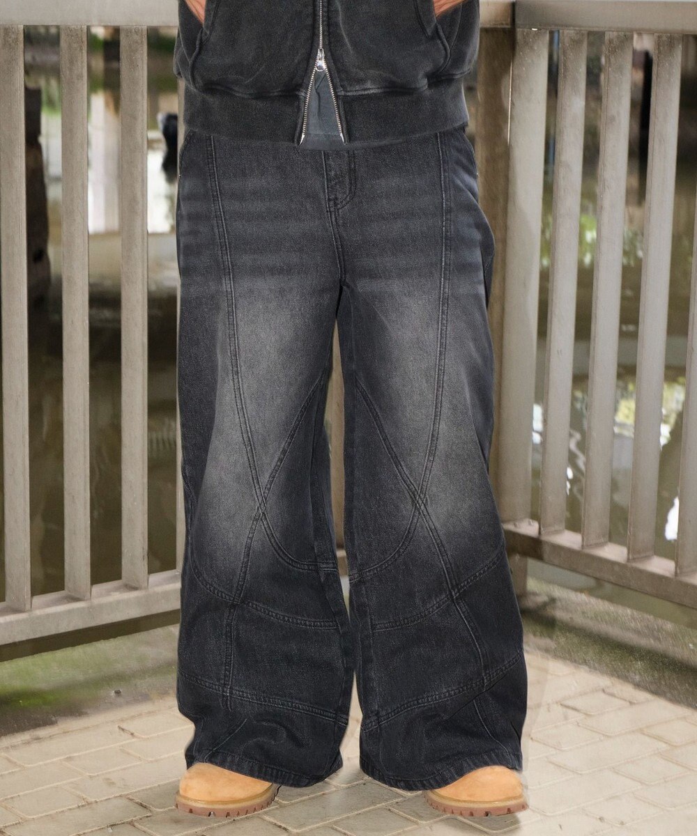 WEGO 【ユニセックス着用ITEM】スウィッチングフレアデニムパンツ 