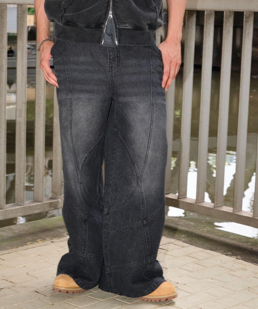 WEGO 【ユニセックス着用ITEM】スウィッチングフレアデニムパンツ 