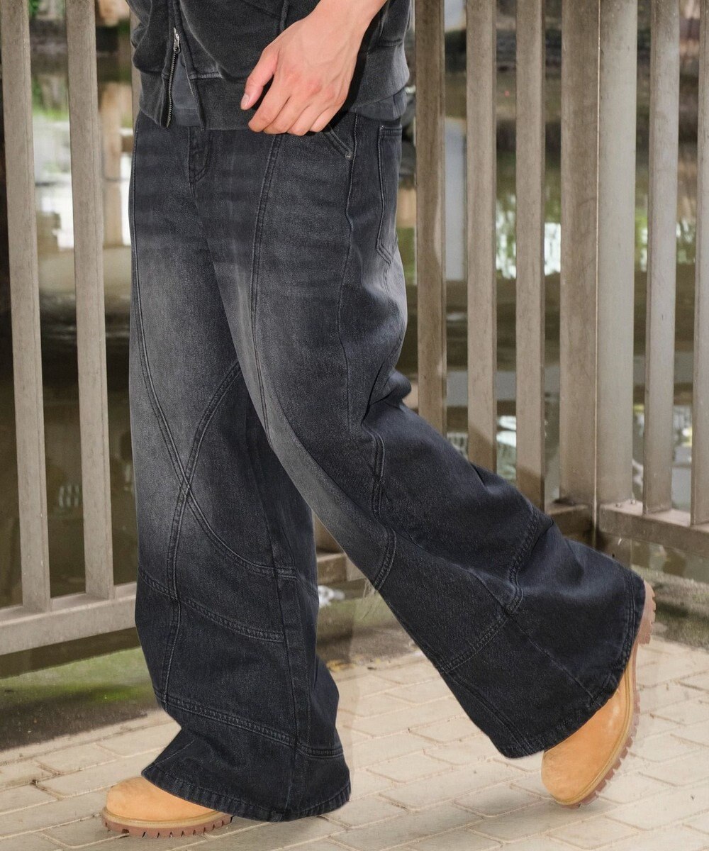 WEGO 【ユニセックス着用ITEM】スウィッチングフレアデニムパンツ 