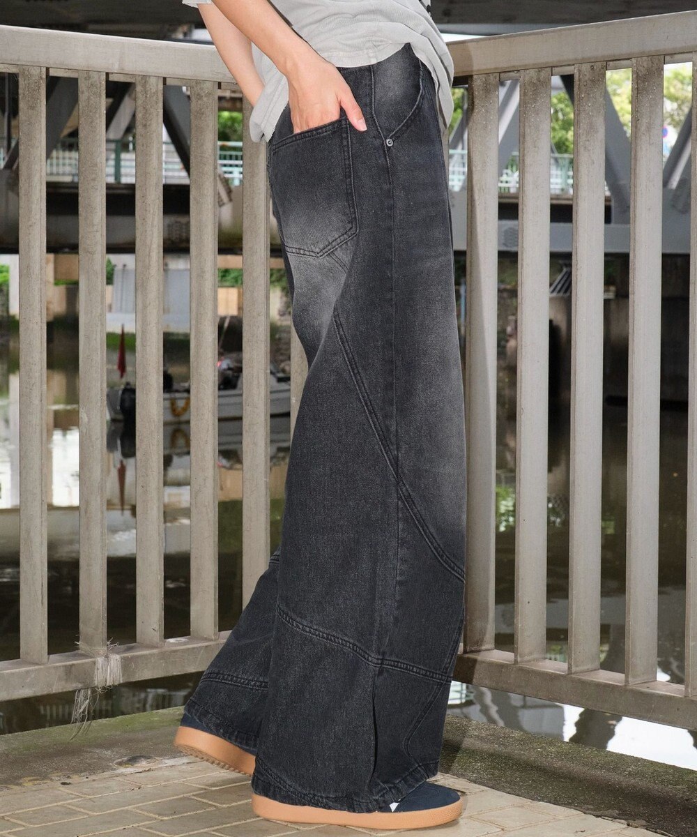 WEGO 【ユニセックス着用ITEM】スウィッチングフレアデニムパンツ 